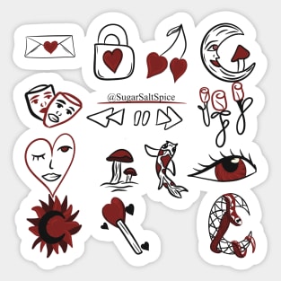 Red and black doodles #1 Sticker